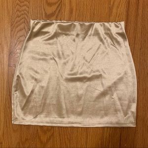 SMALL shiny mini light gold tube skirt